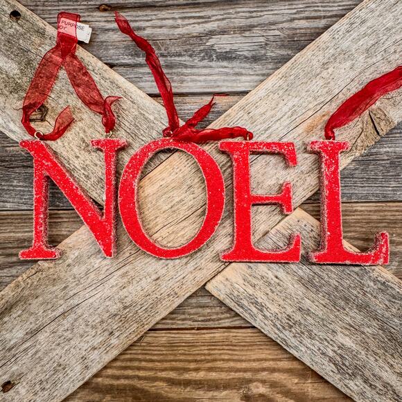 Pottery Barn NOEL Merlot Sugar Coated Christmas Letter Ornaments, Original Box - Picture 1 of 10